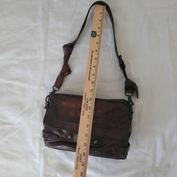 Frye Cameron Crossbody Distressed Merlot Wine Leather Purse Shoulder Bag - Picture 11 of 15